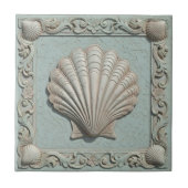 Trompe L'oeil Marine Life Clam Shell ID1190d Tegeltje (Voorkant)