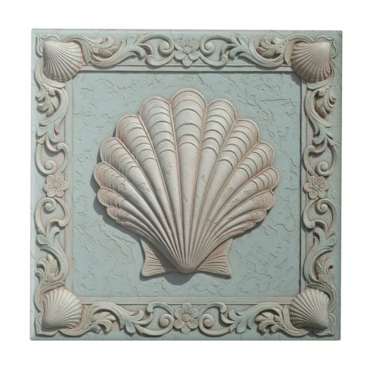 Trompe L'oeil Marine Life Clam Shell ID1190d Tegeltje (Voorkant)