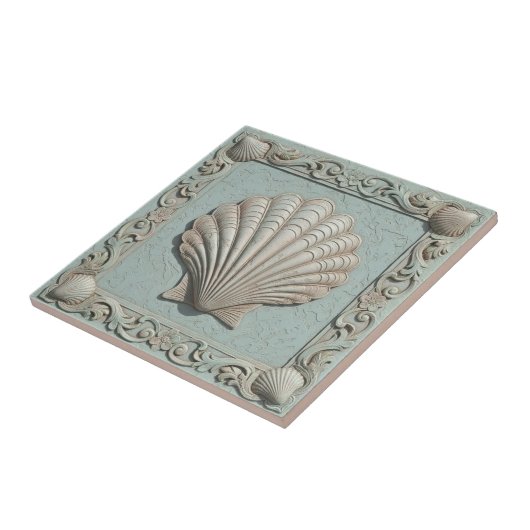 Trompe L'oeil Marine Life Clam Shell ID1190d Tegeltje (Zijkant)