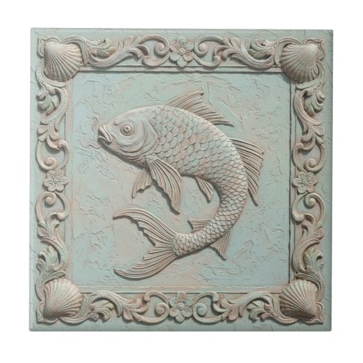 Trompe L'oeil Marine Life Fish ID1190f Tegeltje (Voorkant)