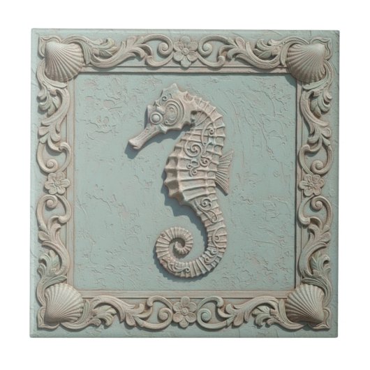 Trompe L'oeil Marine Life Seahorse ID1190g Tegeltje (Voorkant)