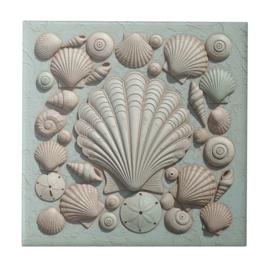 Trompe L'oeil Marine Life Shell Collection ID1190b Tegeltje (Voorkant)