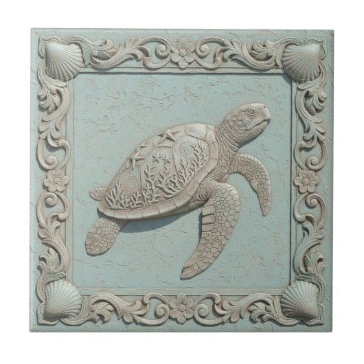 Trompe L'oeil Marine Life Turtle ID1190i Tegeltje (Voorkant)
