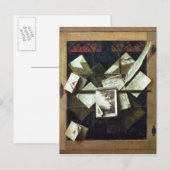 Trompe l'oeil met brieven en notitieboeken, 1665 briefkaart (Voorkant / Achterkant)