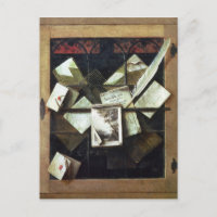 Trompe l'oeil met brieven en notitieboeken, 1665