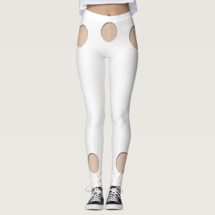 Trompe l'oeil met cirkelgaten voor huidskleur W Leggings