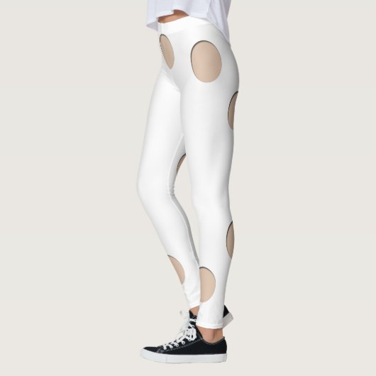 Trompe l'oeil met cirkelgaten voor huidskleur W Leggings (Links)