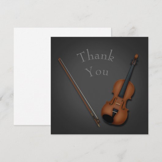 Trompe L'oeil Miniatuur Violin & Bow Personalized Bedankkaart (Voorkant / Achterkant)