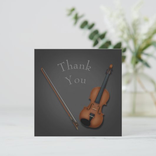 Trompe L'oeil Miniatuur Violin & Bow Personalized Bedankkaart (Staand voorkant)