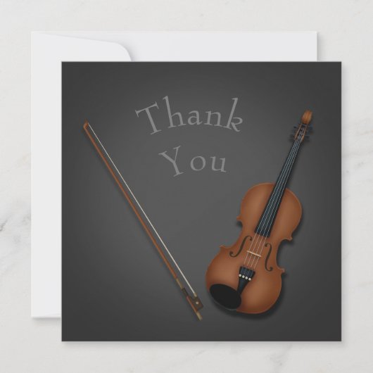 Trompe L'oeil Miniatuur Violin & Bow Personalized Bedankkaart (Voorkant)