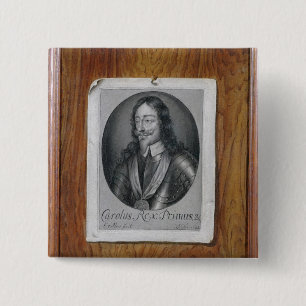 Trompe L'Oeil, nog steeds een foto van Charles I ( Vierkante Button 5,1 Cm