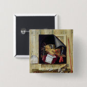 Trompe l'Oeil still Life, 1665 Vierkante Button 5,1 Cm (Voorkant /achterkant)