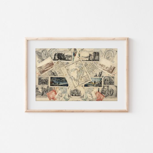 Trompe l'oeil van een kaart van Italië | P. Verbur Poster
