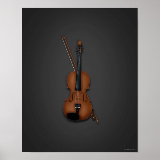 Trompe L'oeil Violin & Bow Classical Music Poster (Voorkant)