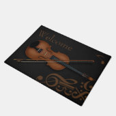 Trompe L'oeil Violin & Bow Elegant Black Custom Deurmat (Schuin)