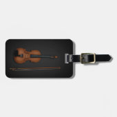 Trompe L'oeil Violin & Bow Musical Instrument Hoes Bagagelabel (Voorkant horizontaal)