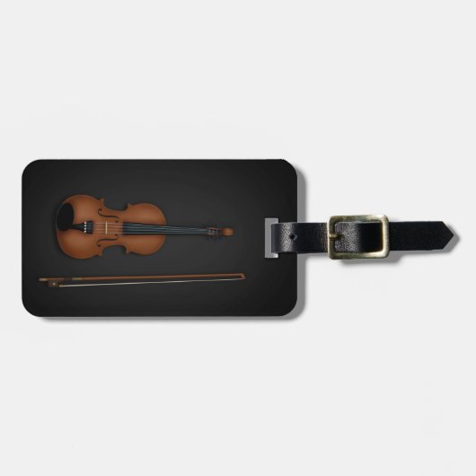 Trompe L'oeil Violin & Bow Musical Instrument Hoes Bagagelabel (Voorkant horizontaal)