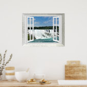 Trompe l'oeil Waterfall Fake Window Uitzicht Poster (Keuken)