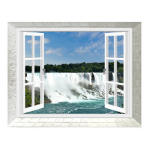 Trompe l'oeil Waterval Nep Raam Uitzicht