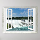 Trompe l'oeil Waterval Nep Raam Uitzicht Poster (Voorkant)