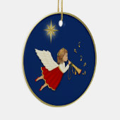 Trompet Angel en Kerstster Keramisch Ornament (Rechts)