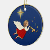 Trompet Angel en Kerstster Keramisch Ornament (Links)