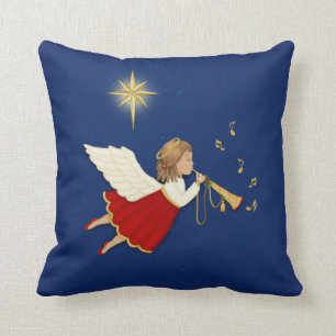 Trompet Angel en Kerstster Kussen