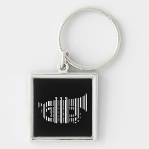 TROMPET BAR CODE Muziektweedimensionale streepjesc Sleutelhanger