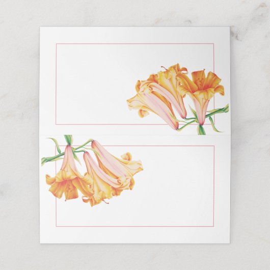 Trompet Bell Lily sinaasappel Trouwplaats kaarten Plaatskaartje (Buitenkant ongevouwen)