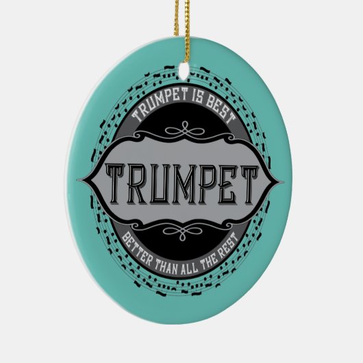 Trompet Beste Muziek Nota Cirkel Keramisch Ornament (Rechts)