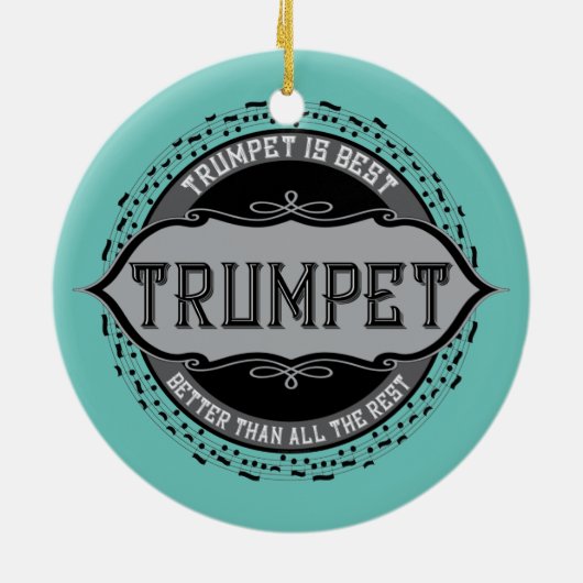 Trompet Beste Muziek Nota Cirkel Keramisch Ornament (Achterkant)