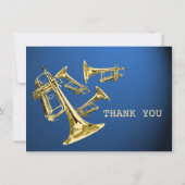 Trompet Blauw Goud Dank u Platte Kaart (Achterkant)