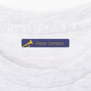 Trompet Blauw Goud Naam Etiketten voor Shirten Labels