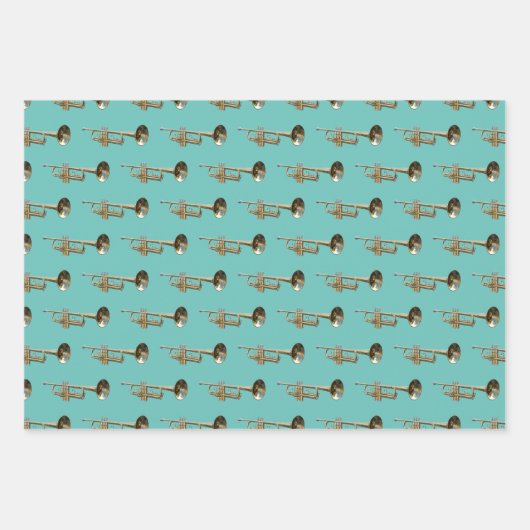 Trompet Brass Muzikaal Ontwerp Inpakpapier Vel (Voorkant 3)