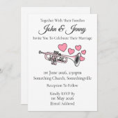 Trompet bruiloft uitnodiging messing muzikanten (Voorkant / Achterkant)