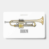 Trompet cartoon illustratie  badge (Achterkant)