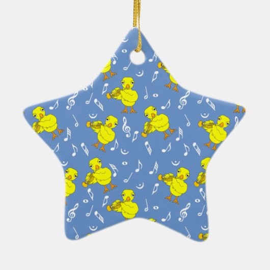 Trompet Chick Muzieknoten Keramisch Ornament (Achterkant)