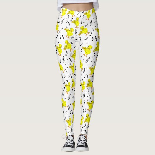 Trompet Chick Muzieknoten Leggings (Voorkant)