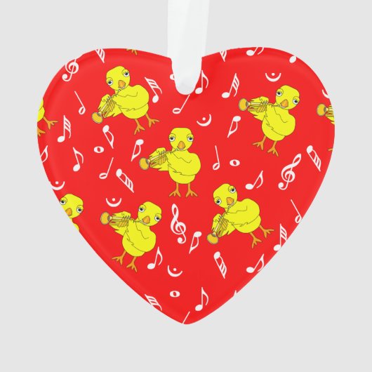 Trompet Chick Muzieknoten Ornament (achterkant)