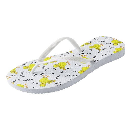 Trompet Chick Muzieknoten Teenslippers (Schuin)