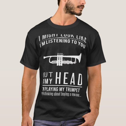 Trompet Daydreamer: Musical Wit T-shirt - Brass In (Voorkant)