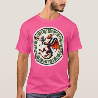 Trompet Dragon Illustratie Trompetter Draken Kunst T-shirt