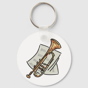 trompet en bladmuziek sleutelhanger