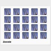 Trompet en houten stop vierkante sticker (Vel)