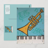 trompet en piano muzikaal briefkaart (Voorkant / Achterkant)