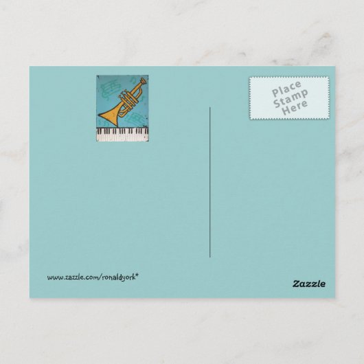 trompet en piano muzikaal briefkaart (Achterkant)