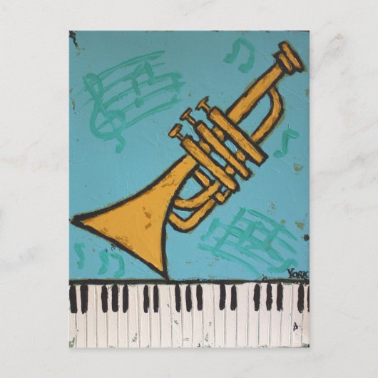 trompet en piano muzikaal briefkaart (Voorkant)