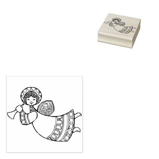 trompet engel kunst stempel (Gestempeld)