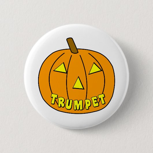 Trompet Halloween Pumpkin Ronde Button 5,7 Cm (Voorkant)
