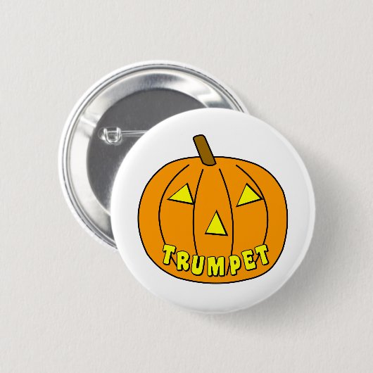 Trompet Halloween Pumpkin Ronde Button 5,7 Cm (Voorkant /achterkant)